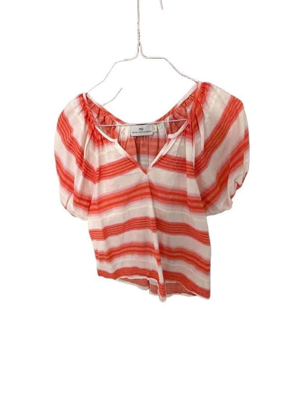 Never A Wallflower Women's Gathered V-Neck Short Sleeve Stripe Top